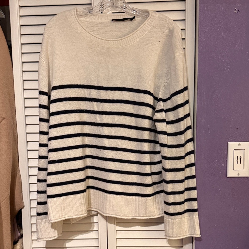 Jenni Kayne Cream and Black Striped Sweater